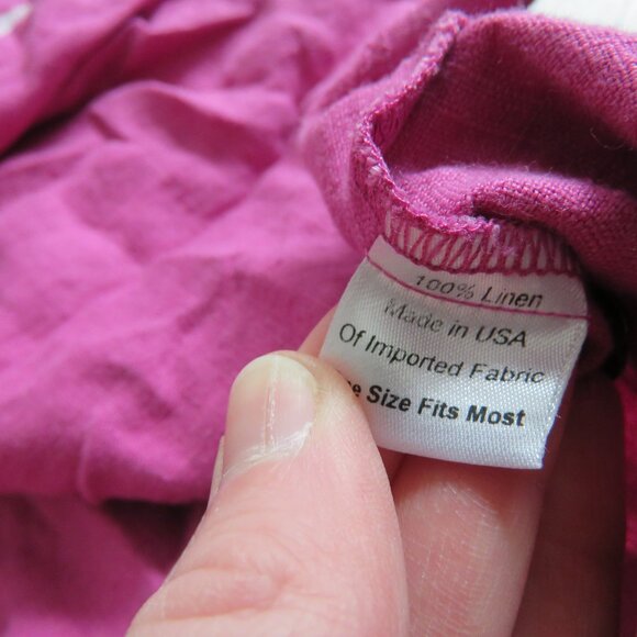 VINTAGE ITEMZ CHRIS BAUMGARTNER 100% Linen Cropped Button Top Pink Lagenlook - Picture 15 of 15